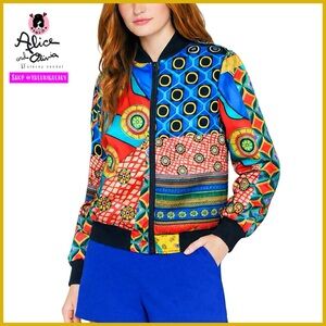 Alice + Olivia Lonnie Reversible Multicolored Bomber Jacket